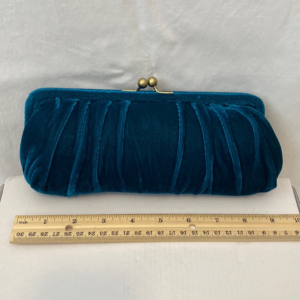 Teal velvet clutch
